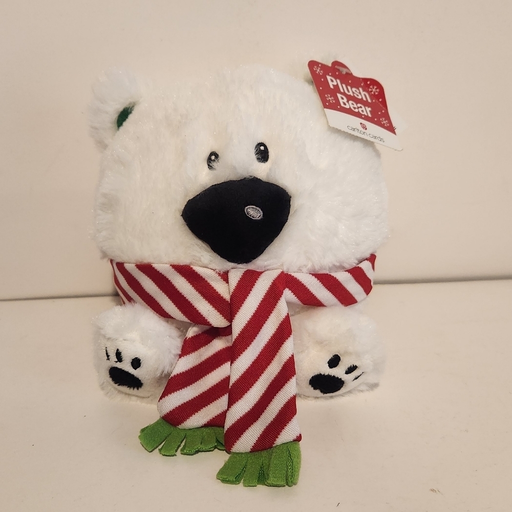 6” Carlton Cards Plush Bear Round Polar Bear Plush Stuffed Animal